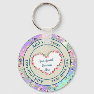 Porte-clés Elégant cadre de coeur floral : pour chaque occasi