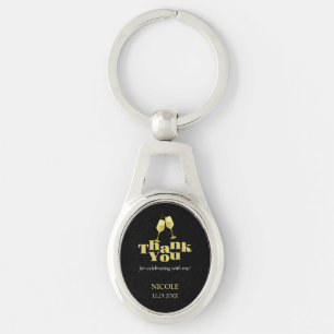 Porte-clés Elégant Champagne d'or noir Merci d'anniversaire