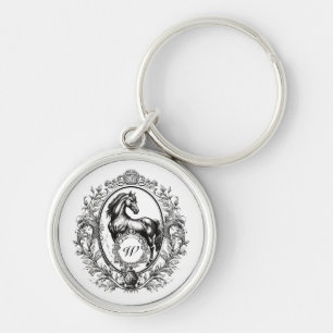 Porte-clés Élégant Cheval Vintage de luxe Monogramme équestre