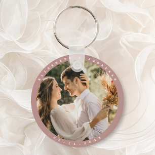 Porte-clés Elégant Dusty Rose Blush Photo Wedding Favor