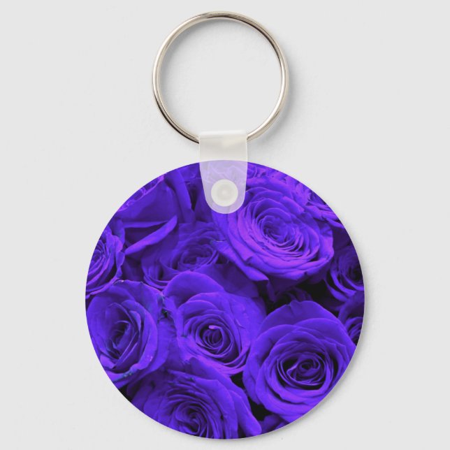 Porte-clés Élégant floraux violets fleurs rose (Recto)