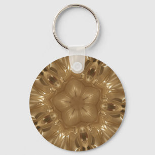 Porte-clés Elégant Gold Brown Kaleidoscope Star Design