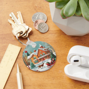 Porte-clés Élégant Joyeux Noël Porte - clé Cercle en métal