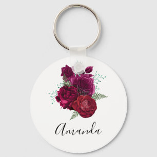 Porte-clés Elegant Magenta Rose Floral Bouquet