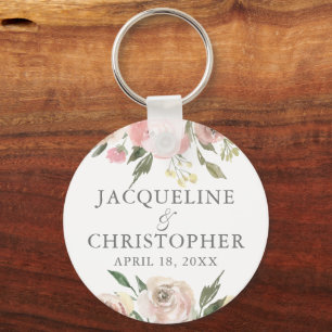 Porte-clés Élégant Mariage floral blanc rose ivoire