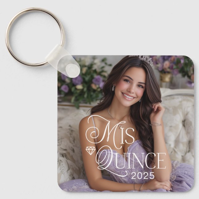 Porte-clés Elégant Mis Quince Quinceañera Photo (Recto)