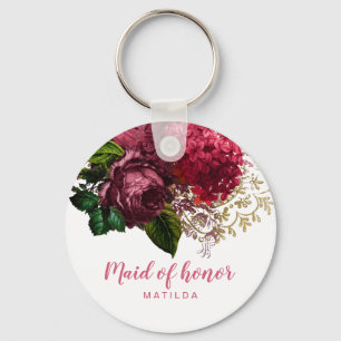 Porte-clés Elegant modern rose gold floral maid of honor