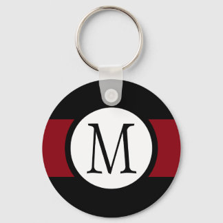 Porte-clés Élégant Monogramme noir, blanc et rouge