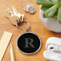 Élégant Monogramme Noir & Gris 