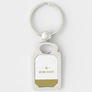 Porte-clés Élégant Monogramme Or & Gris I Minimaliste Élégant
