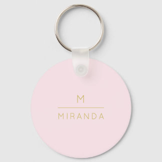 Porte-clés Élégant Monogramme rose rose or minimaliste Classé