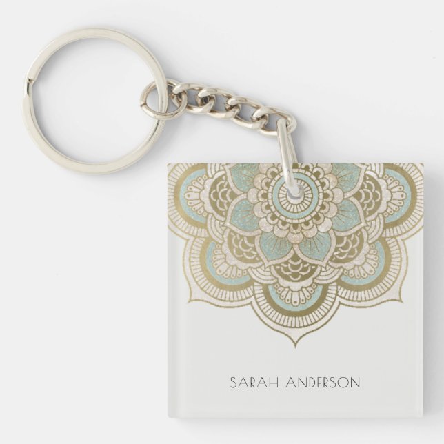 Porte-clés Elégant Ornate Gold Foil Turquoise Turquoise Manda (Devant)