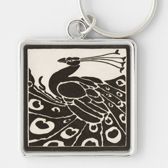 PORTE-CLÉS ÉLÉGANT PEACOCK BLANC NOIR (Devant)