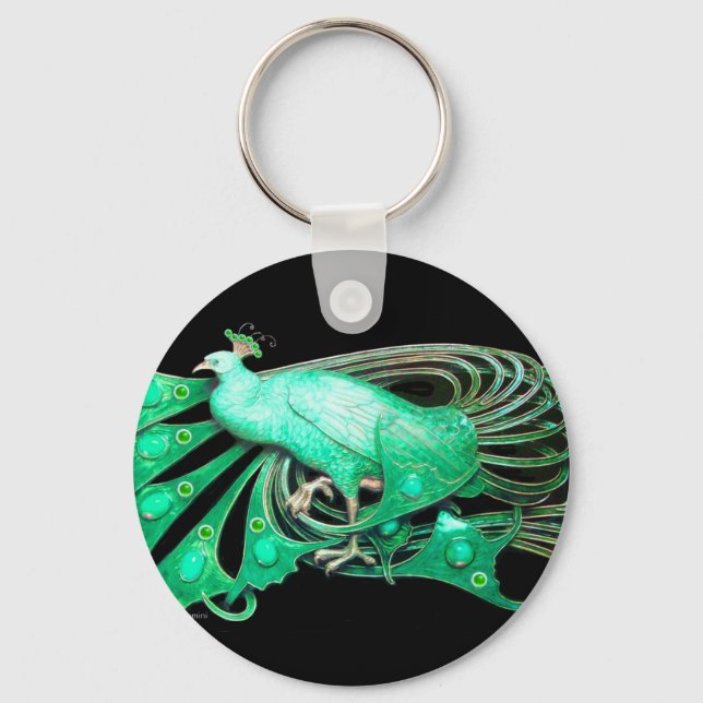 PORTE-CLÉS ELEGANT PEACOCK DE GREEN AND BLACK (Recto)