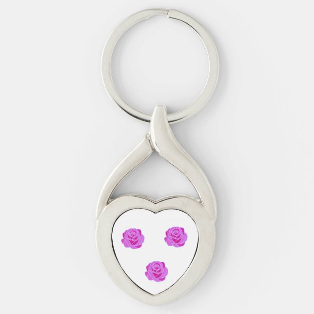 Porte-clés Elegant Pink Rose Stained Glass Keychain (Devant)