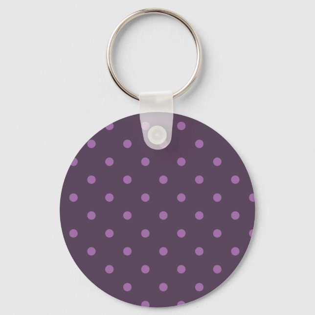 Porte-clés élégant pois violet foncé et clair (Recto)