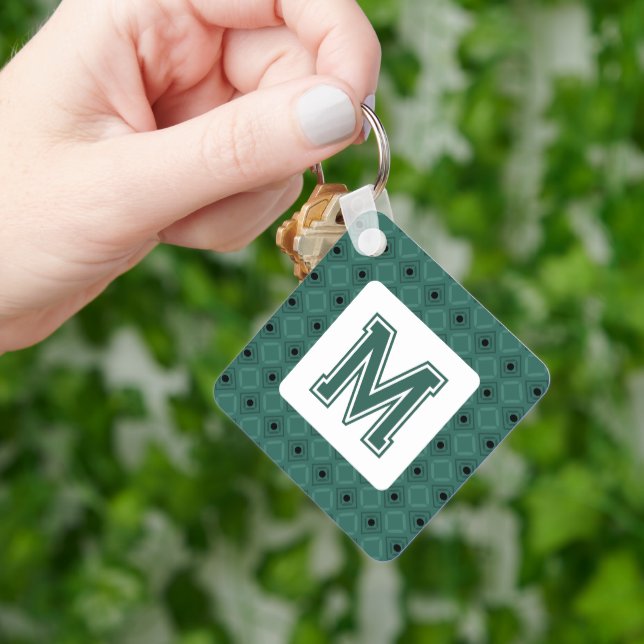 Porte-clés Élégant Porte - clé vert avec Monogramme (main)