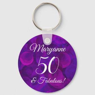 Porte-clés Elegant Purple 50 & Fabulous Birthday Party Favor