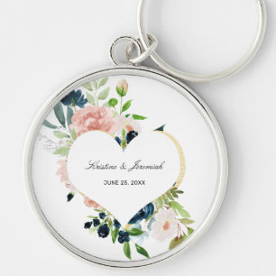 Porte-clés Elégant Rose bleu bleu bleu bleu floral Mariage co