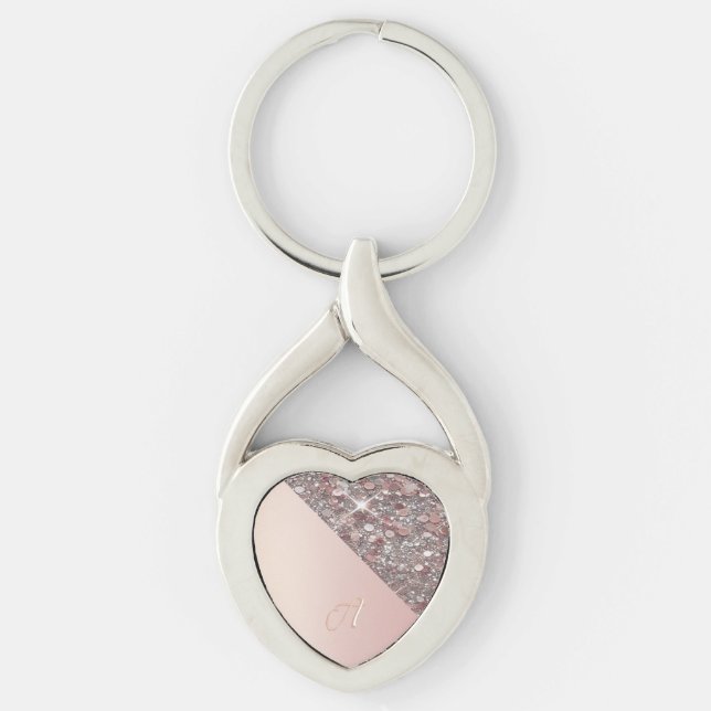 Porte-clés Elegant Rose Gold Monogram Keychain (Devant)