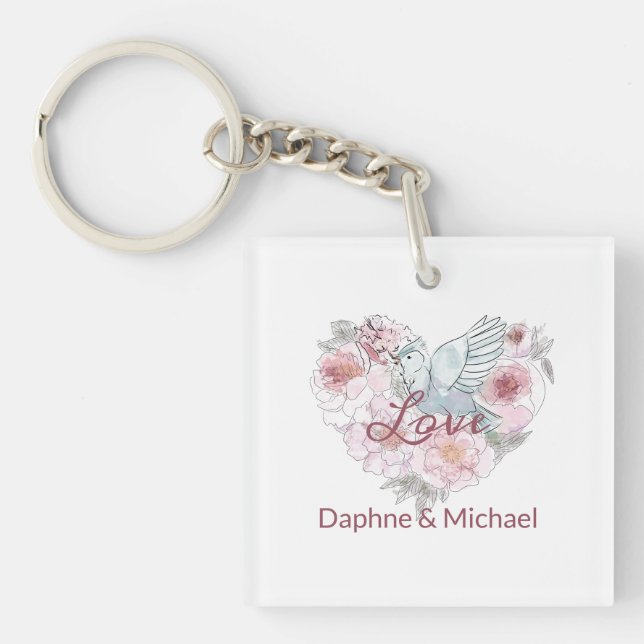 Porte-clés Elegant Rustic Pink Moderne Chic Heart Script (Devant)