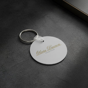 Porte-clés Élégant Script Or Minimaliste