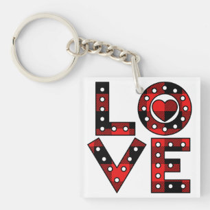 Porte-clés Élégant Simple Minimal Red Heart LOVE Valentine's