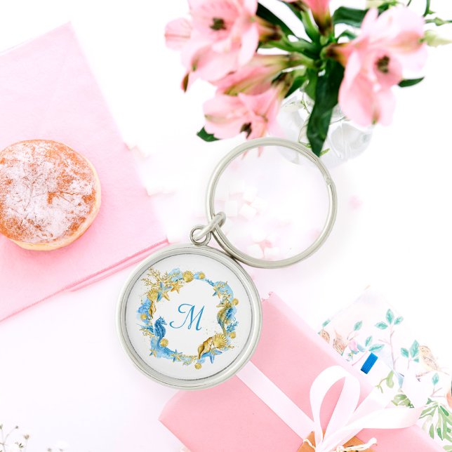 Porte-clés Élégant simple Starfish and Shells Bridesmaid Cade (Créateur téléchargé)