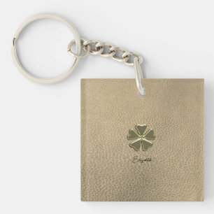 Porte-clés Élégant Trèfle Saint-Patrick Cuir