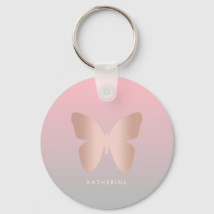 Porte-clés Elegant, trendy rose gold butterfly