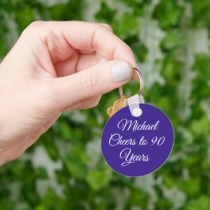 Porte-clés élégant violet pour 90e anniversaire
