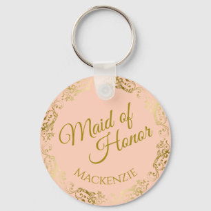Porte-clés Élégante dentelle d'or sur la Pêche Maid of Honor 