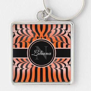 Porte-clés Elégante esthétique Peau de tigre orange et noir