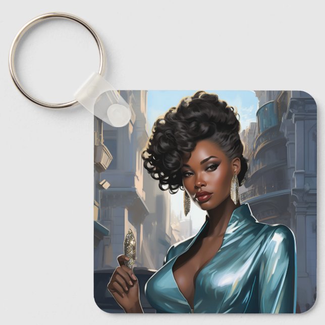 Porte-clés Élégante femme noire (Recto)