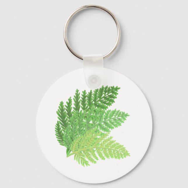 Porte-clés Élégante fougères vertes feuilles de bois (Recto)