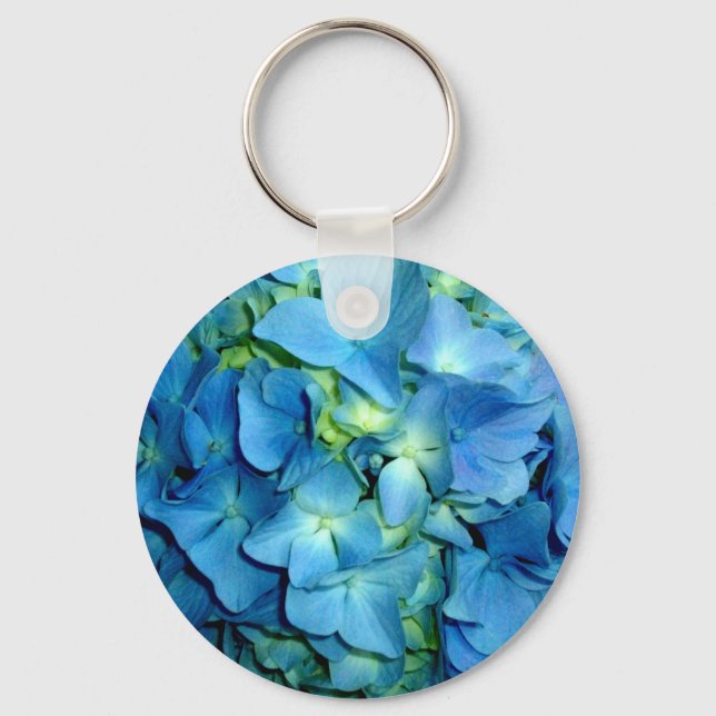 Porte-clés Elégante hydrangée fleurie bleue (Recto)