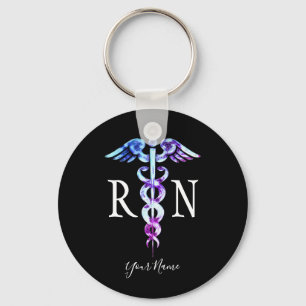 Porte-clés Élégante infirmière inscrite Purple Blue Person