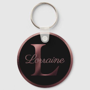 Porte-clés Élégante Lettre noire L Rose Monogramme métal o