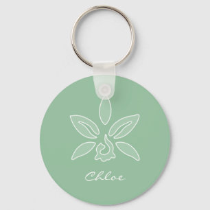 Porte-clés Elégante orchidée Simple printemps vert fleur et n