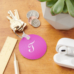 Porte-clés Élégante parties scintillant rose Monogram