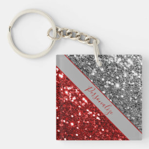 Porte-clés Élégante Parties scintillant Rouge Argent Sequins 