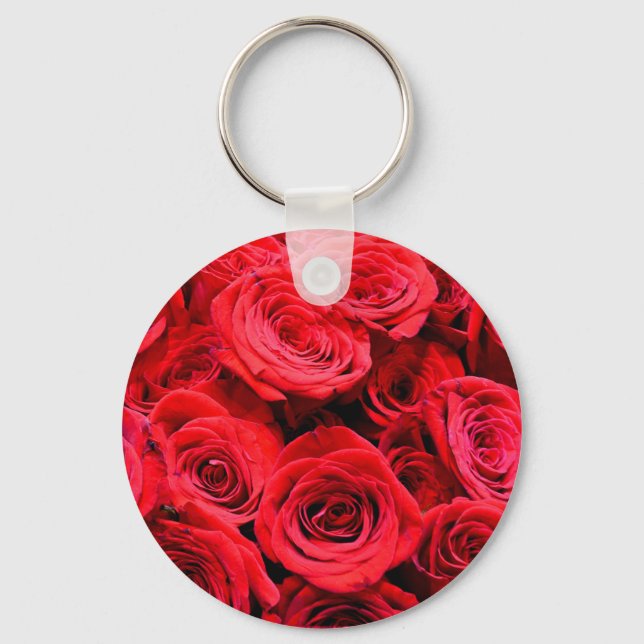 Porte-clés Élégante rose rouge fleurs rouges rouge floral rou (Recto)