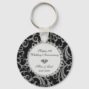 Porte-clés Élégantes Boucles de Diamants 10e Anniversaire de 