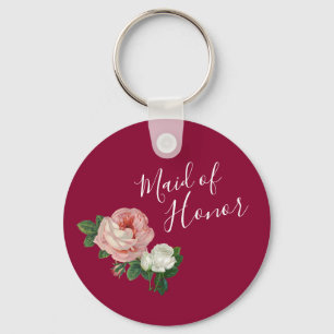 Porte-clés Élégantes fleurs modernes rose roses servante d'ho