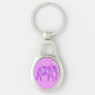 Porte-clés Éléphale tourbillon fractal - violet et orchidée
