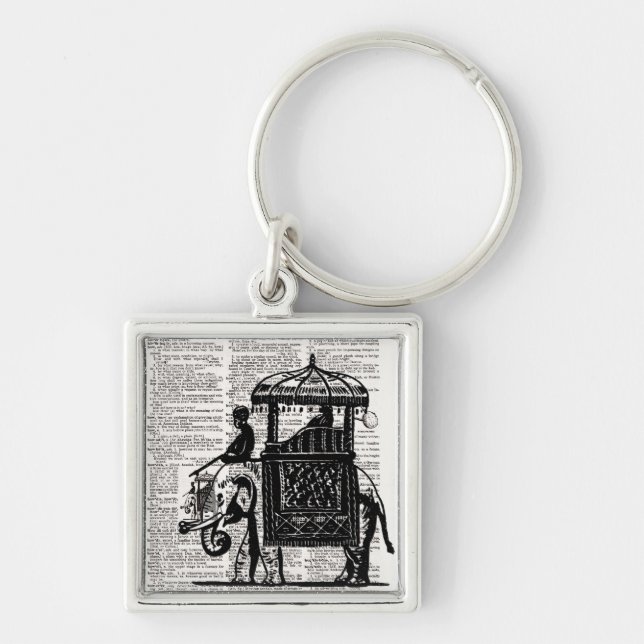 Porte-clés Elephant avec Howdah Dictionary Art (Devant)