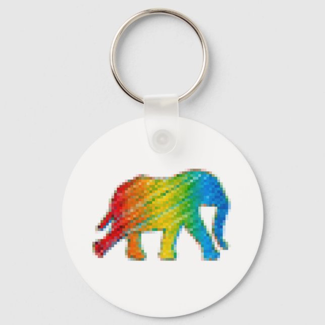 Porte-clés Eléphant avec Pixels (Recto)