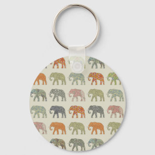 Porte-clés Elephant Colorful Animal Pattern