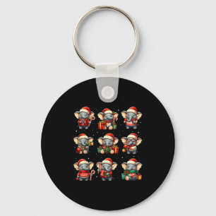 Porte-clés Éléphant de Noël drôle amateur d'éléphant Pyjama H
