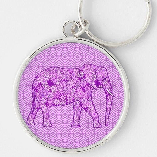 Porte-clés Eléphant fleur - améthyste violet (Devant)
